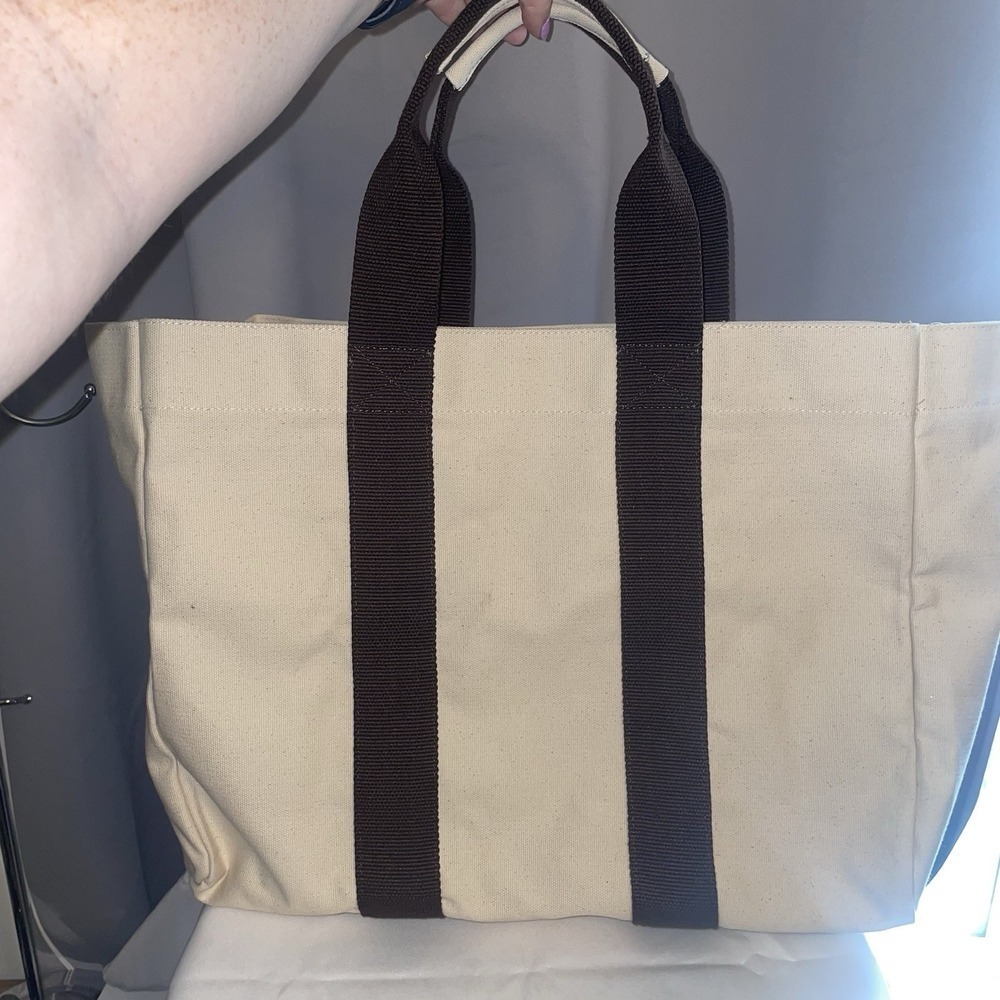 Le Bar Marche NWOT La Plage Double Handle Beach Pool Travel Packable Tote White